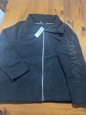 NWT Calvin Klein Performance‎ Womens Black Embroidered Fleece Full Zip Jacket 2X